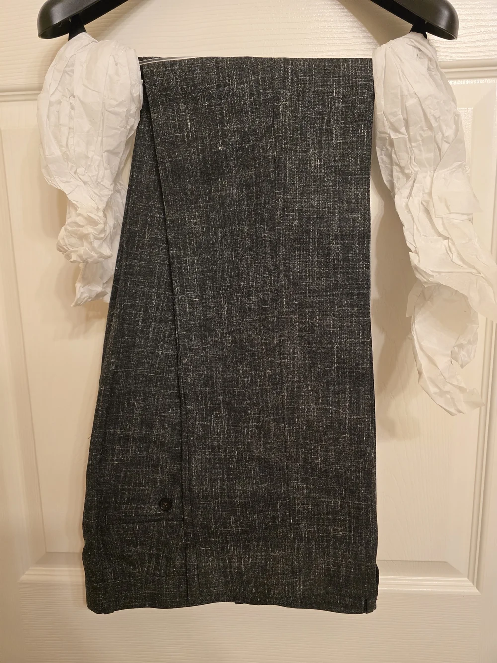 Men's Dark Green Textured Wool/Linen/Silk Suit - Jacket & Trousers